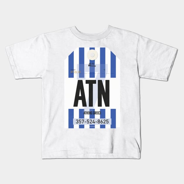 Athens Luggage Tag Kids T-Shirt by Mercury Club